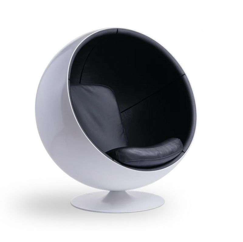 The Leather Ball Chair Fauteuil en cuir noir Eero Aarnio Originals